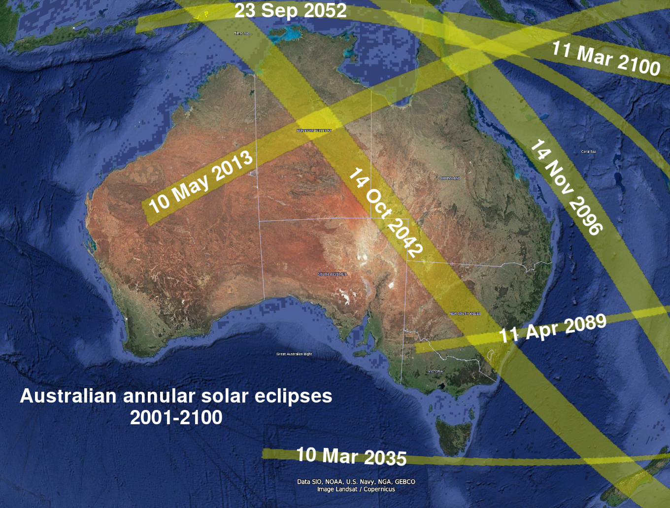 Australian annular solar eclipses in the 21st century